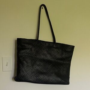 Quince Elegant Black Woven Tote Bag